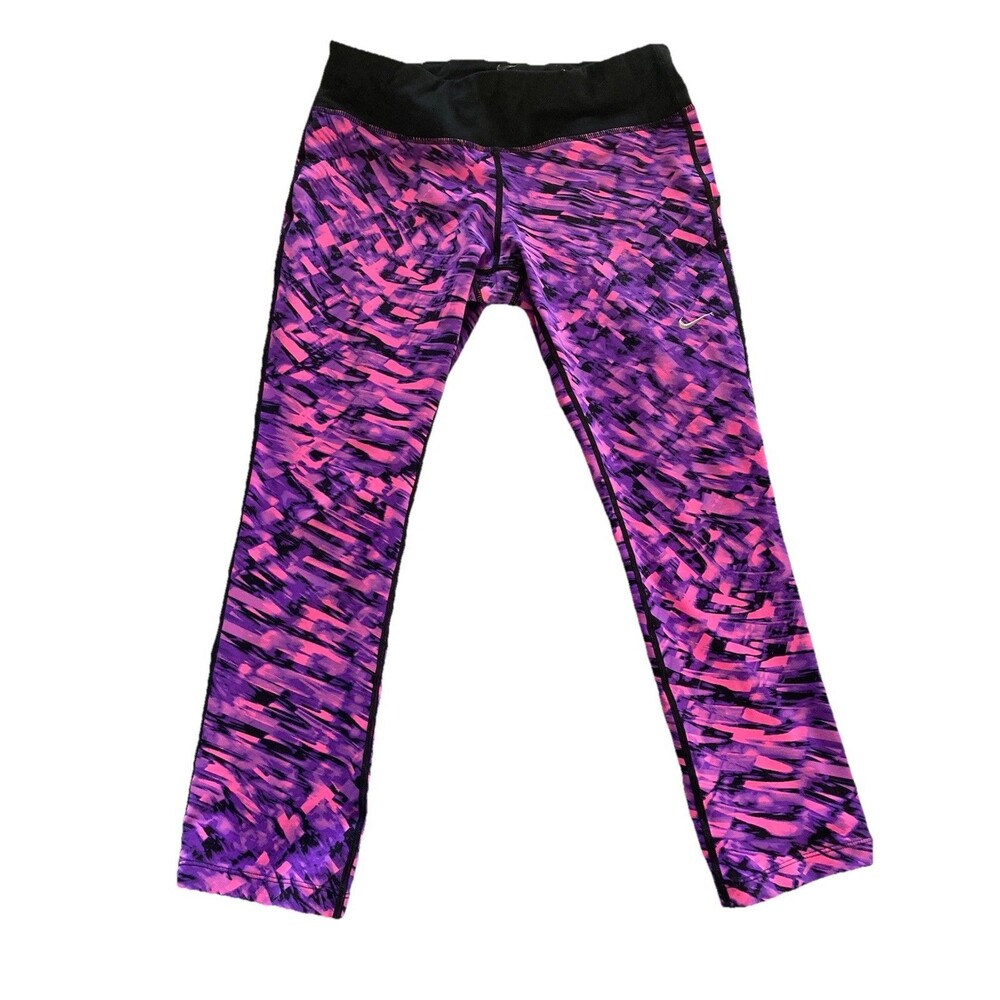 Nike Dri-Fit Women’s Leggings Medium Purple Pink Capris Good Condition Pockets